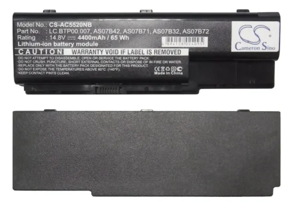 Acer Aspire 5220G, Aspire 7520, Aspire 5920G Series Replacement Battery 4400mAh / 65.12Wh