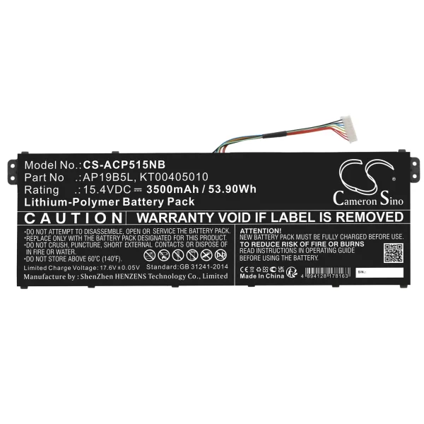 Acer A515-43, Aspire Vero AV15-51, TravelMate P2 TMP215 Series Replacement Battery 3500mAh / 53.90Wh