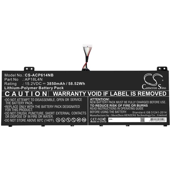 Acer NX.VL2CN, TravelMate P614, Series Replacement Battery 3850mAh / 58.52Wh