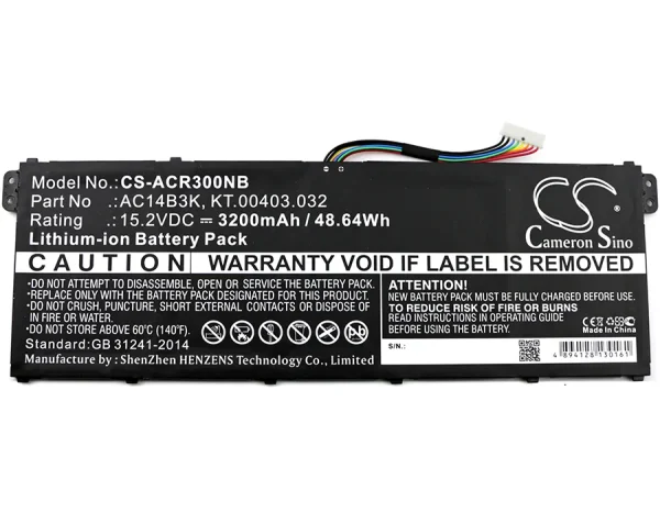 Acer TravelMate B117, P449, Swift 3 SP, SF, Series Replacement Battery 3200mAh / 48.64Wh