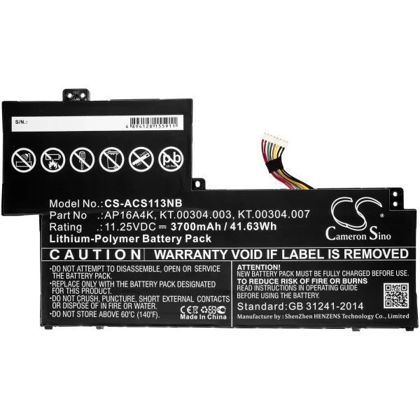 Acer Swift 1 SF113, Aspire One Cloudbook AO1-13, AO1-132 Series Replacement Battery 3700mAh / 41.63Wh