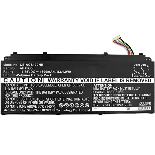 Acer Aspire S13 S5-371, Chromebook R13, Aspire S5-371T, Swift 5 SF514 Series Replacement Battery 4600mAh / 53.13Wh