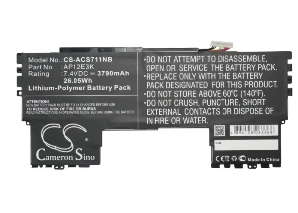 Acer Aspire Aspire S7 11", Aspire S7 Ultrabook IPS, Aspire S7-191, Aspire S7-191-53314G12ass, Aspire S7-191-73514G25ASS Replacement Battery 3790mAh / 28.05Wh