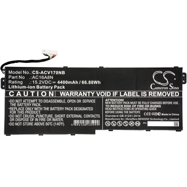 Acer Aspire V17 Nitro, Aspire V17 Nitro BE, VN7-791G-792A, VN7-792G, VN7-792G-74Q4, VN7-793G, VN7-793G-706L Replacement Battery 4400mAh / 66.88Wh