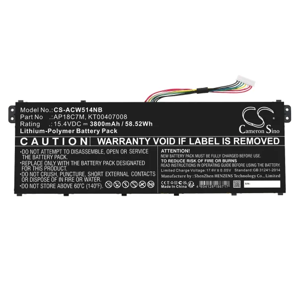 Acer ConceptD 3 CN316, ConceptD 3 Ezel, Spin 5 SP513 Series Replacement Battery 3800mAh / 58.52Wh