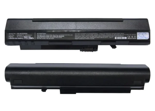 Acer Black Aspire One AOA, AOD, D150, A150 Series Replacement Battery 6600mAh