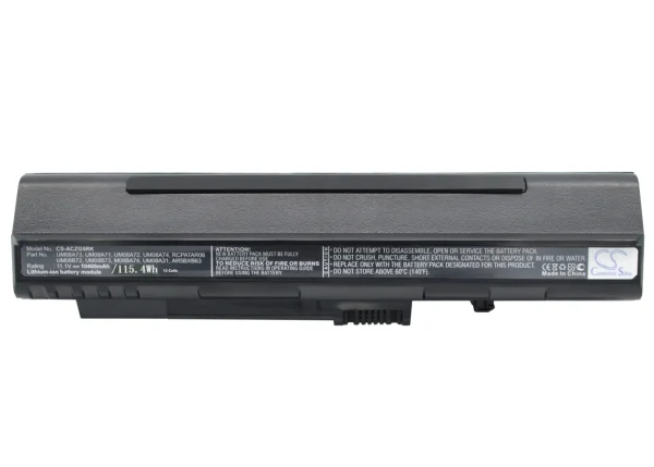 Acer Black Aspire One A110, AOA150, Aspire One D150 Replacement Battery 10400mAh