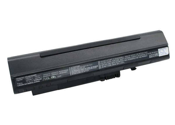 Acer Black Aspire One A110, AOA150, Aspire One D150 Replacement Battery 10400mAh - Image 2