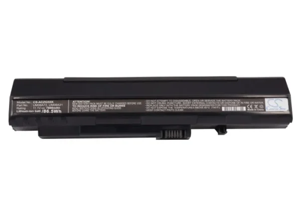 Acer Black Aspire One AOA, AOD, D150, A150 Series Replacement Battery 7800mAh