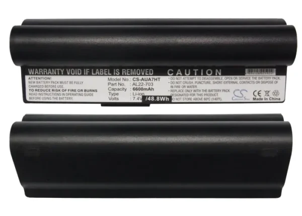 Asus Black Eee PC 701, 900 Series Replacement Battery 6600mAh