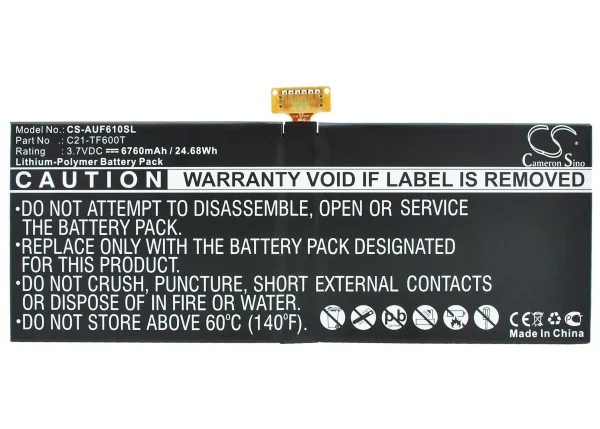 Asus VivoTab TF600TL Replacement Battery 6760mAh / 24.68Wh