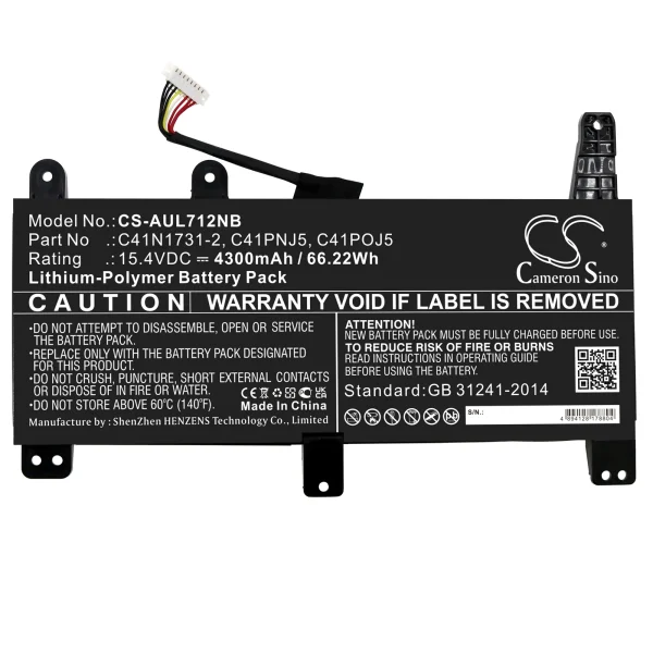 Asus ROG SCAR II GL504GV, G731GU, Scar III G531GW, Strix G G531GU Series Replacement Battery 4300mAh / 66.22Wh