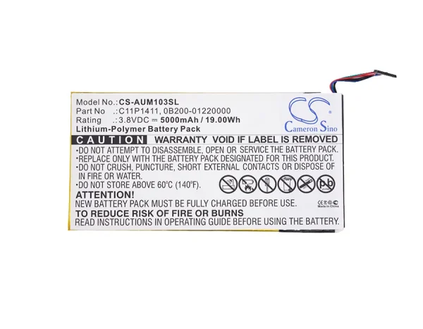 Asus K01E, ME0310K 1B, ME0310K 6A, ME103K 1A, MeMO Pad 10 ME103K Replacement Battery 5000mAh / 19.00Wh