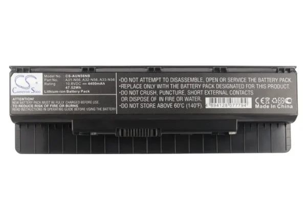 Asus N46, N56, N76 Series Replacement Battery 4400mAh/47.52Wh