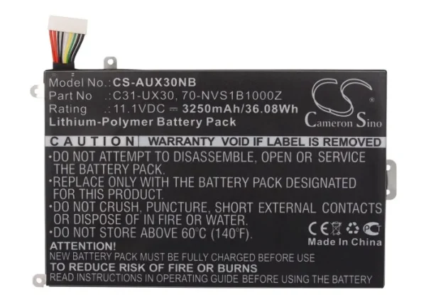 Asus UX30, UX30KA, UX30KU Series Replacement Battery 3250mAh / 36.08Wh