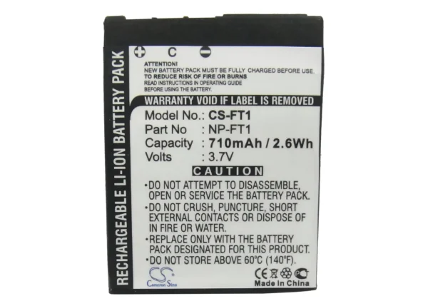 Sony Cyber-shot DSC-L1, Cyber-shot DSC-L1/B, Cyber-shot DSC-L1/L, Cyber-shot DSC-L1/LJ, Cyber-shot DSC-L1/R Series Replacement Battery 710mAh