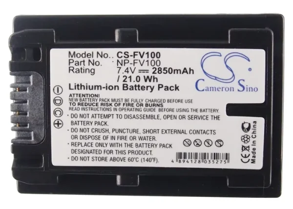 Sony DCR-SR100, DCR-SR300, DCR-SR60, DCR-SR62, DCR-SR68, DCR-SR68E, DCR-SR68E/S, DCR-SR68R Series Replacement Battery 2850mAh/21.10Wh