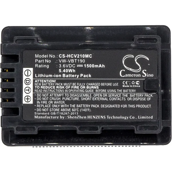 Panasonic HC-250EB, HC-550EB, HC-727EB, HC-750EB, HC-770EB, HC-989 Series Replacement Battery 1500mAh / 5.40Wh