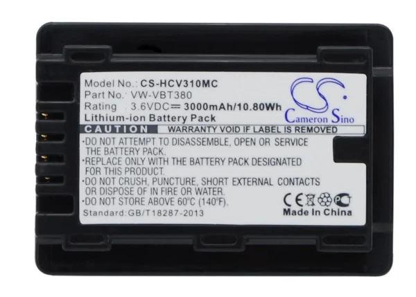 Panasonic HC-250EB, HC-550EB, HC-727EB, HC-750EB, HC-770EB, HC-989 Series Replacement Battery 3000mAh / 10.80Wh