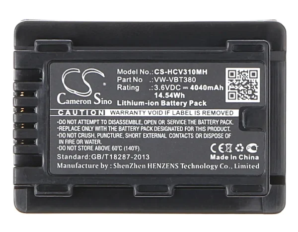 Panasonic HC-250EB, HC-550EB, HC-727EB, HC-750EB, HC-770EB, HC-989 Series Replacement Battery 4040mAh / 14.54Wh