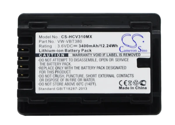 Panasonic HC-250EB, HC-550EB, HC-727EB, HC-750EB, HC-770EB, HC-989 Series Replacement Battery 3400mAh / 12.24Wh