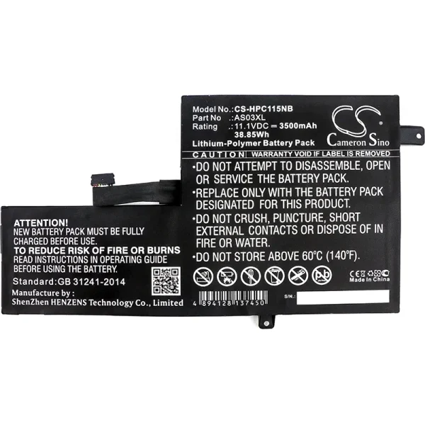 HP 1BS76UT, 1FX82UT#ABA, 1FX83UT#ABA, Chromebook 11 G5 EE, Y4P07AV, Y4P07AV_MB Replacement Battery 3500mAh / 38.85Wh