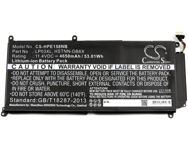 HP Envy 14-J000, Envy 15-AE000, Envy 15-AH000 Series Replacement Battery 4650mAh / 53.01Wh