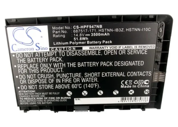 HP EliteBook Folio 9470m, 9480m Series Replacement Battery 3500mAh / 51.80Wh