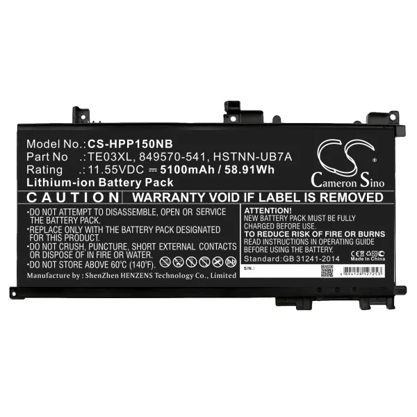 HP Omen 15-AX000, PAVILION 15-BC000, WASD 15-AX000 Series Replacement Battery 5100mAh / 58.91Wh