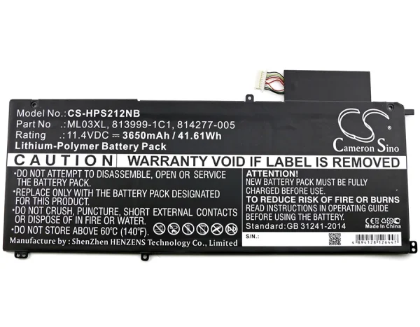 HP Spectre X2 12-A000 Series Replacement Battery 3650mAh / 41.61Wh