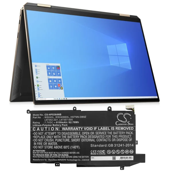 HP Spectre x360 14-ea0000 Series Replacement Battery 8150mAh / 62.76Wh - Image 5