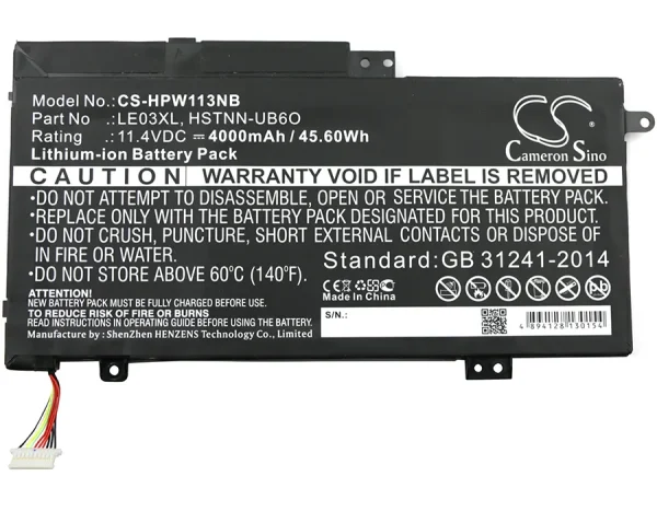 HP Envy x360 15-w000, Pavilion 13-S000, Pavilion 15-BK000, Pavilion X360 13-S000 Series Replacement Battery 4000mAh / 45.60Wh