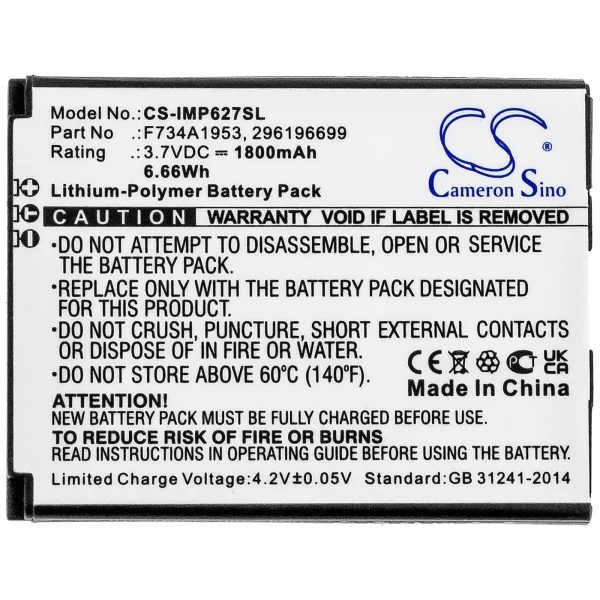 Ingenico IMP627, IMP627-USBLU01A, IMP657, IMP657-USJRS01A, iSMP4 Replacement Battery 1800mAh / 6.66Wh