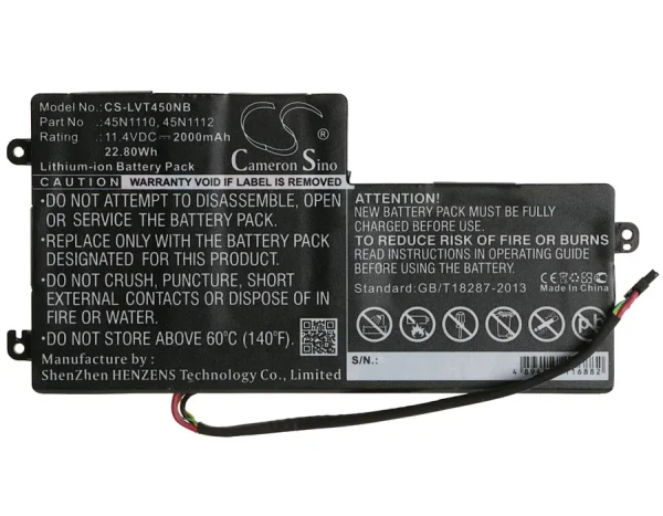 Lenovo Thinkpad K2450, ThinkPad S440, ThinkPad S540, Thinkpad T440 Series Replacement Battery 2000mAh / 22.80Wh