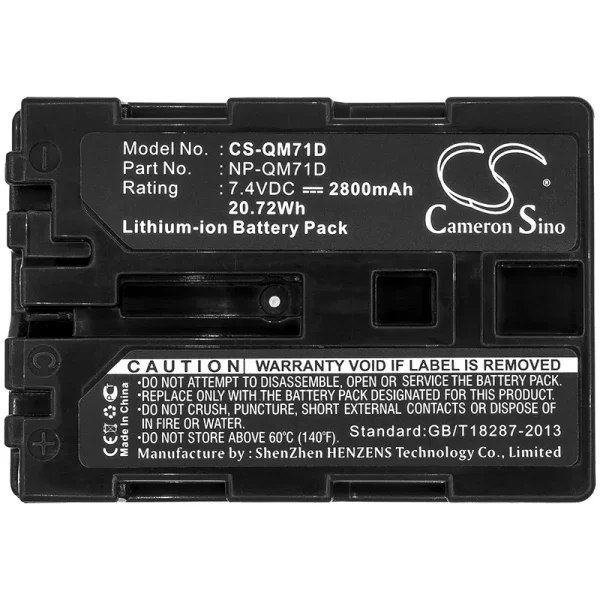 Sony CCD-TRV108, CCD-TRV108E, CCD-TRV116, CCD-TRV118, CCD-TRV126, CCD-TRV128 Series Replacement Battery 2800mAh