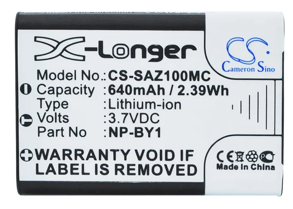 Sony Action Cam Mini AZ1, Cyber-shot DSC-HX50, Cyber-shot DSC-HX50V, Cyber-Shot DSC-RX1R II Series Replacement Battery 640mAh / 2.39Wh