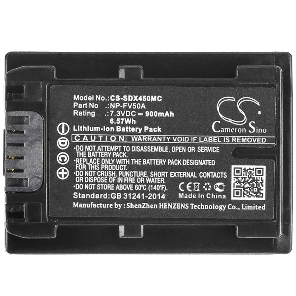 Sony FDR-AX33, FDR-AX40, FDR-AX45, FDR-AX53, FDR-AX60, FDR-AX700 Series Replacement Battery 900mAh / 6.57Wh