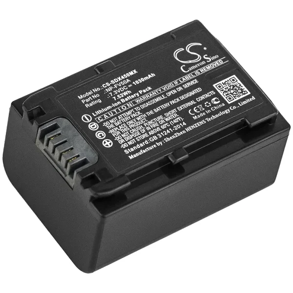 Sony FDR-AX33, FDR-AX40, FDR-AX45, FDR-AX53, FDR-AX60, FDR-AX700 Series Replacement Battery 1030mAh / 7.52Wh - Image 5