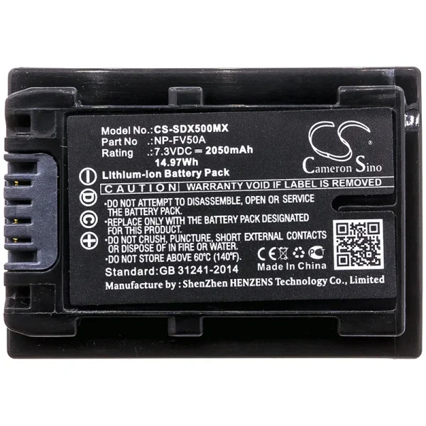 Sony FDR-AX33, FDR-AX40, FDR-AX45, FDR-AX53, FDR-AX60, FDR-AX700 Series Replacement Battery 2050mAh / 14.97Wh