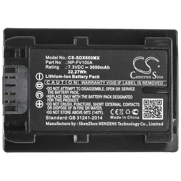 Sony FDR-AX33, FDR-AX40, FDR-AX45, FDR-AX53, FDR-AX60, FDR-AX700 Series Replacement Battery 3050mAh / 22.27Wh