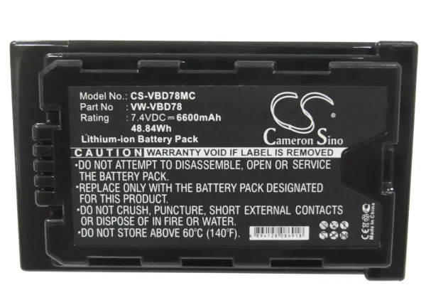 Panasonic AJ-PX270, AJ-PX298, AJ-PX298MC, HC-MDH2, HC-MDH2GK, HC-MDH2GK-K Series Replacement Battery 6600mAh / 48.84Wh