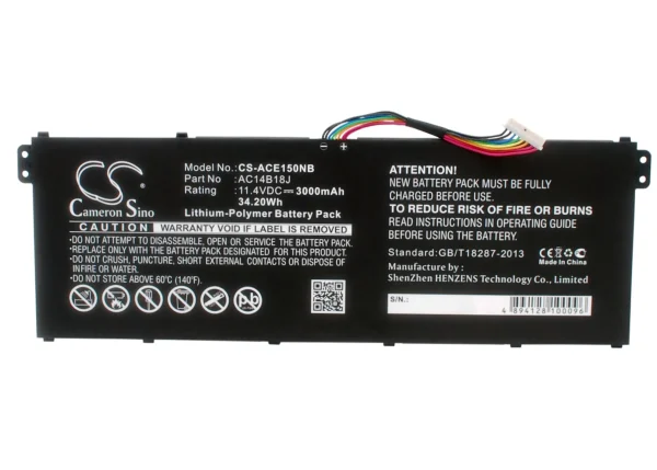 Gateway B116-M, B116-MP, NE513, Series Replacement Battery 3000mAh / 34.20Wh