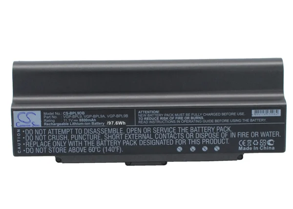 Sony AIO VGN-AR760, VAIO PCG-5G1L, VAIO PCG-5G2L, VAIO PCG-5G3L Series Replacement Battery 8800mAh