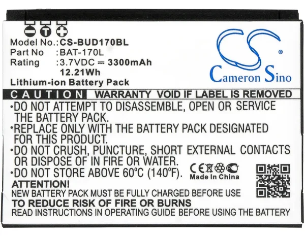 Bluebird Pidion BM-170, Pidion BM-170 Semi-Rugged Series Replacement Battery 3300mAh / 12.21Wh