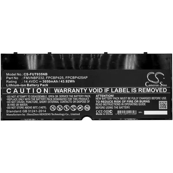 Fujitsu Lifebook T904, Lifebook T904U, LifeBook T935, LifeBook U745 Series Replacement Battery 3050mAh / 43.92Wh