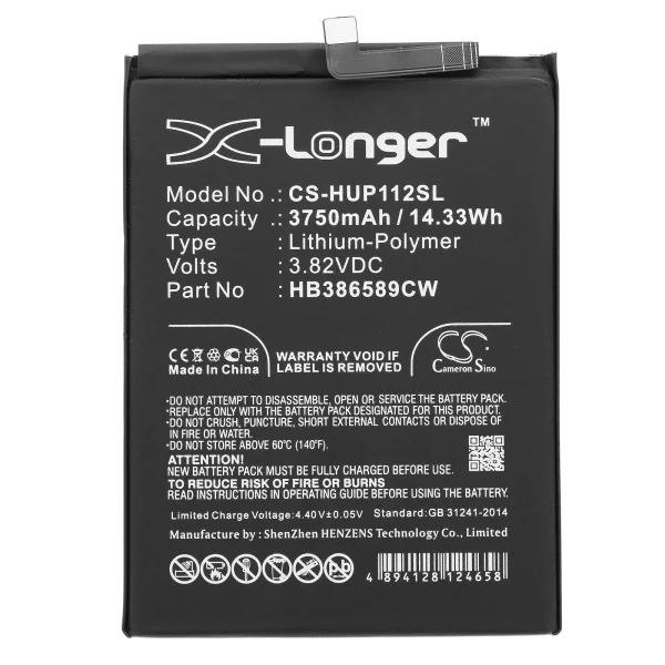 Huawei Berkeley, BKL-AL00, BKL-AL20, BKL-L09, BKL-TL10 Series Replacement Battery 3750mAh / 14.33Wh