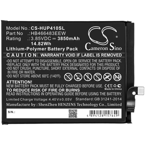 Huawei CDY-AN00, CDY-AN20, CDY-AN90, CDY-N29A, CDY-N29B Series Replacement Battery 3850mAh / 14.82Wh