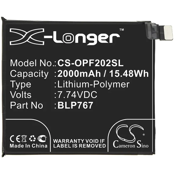 OPPO CPH2025, Find X2 Pro, Find X2 Pro 5G, OPG01, PDEM30 Series Replacement Battery 2000mAh / 15.48Wh