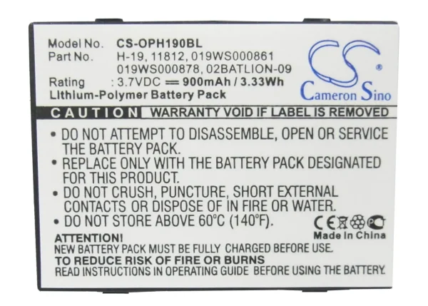 Opticon H16, H-16, H-16A, H-16B, H19 Series Replacement Battery 900mAh / 3.33Wh