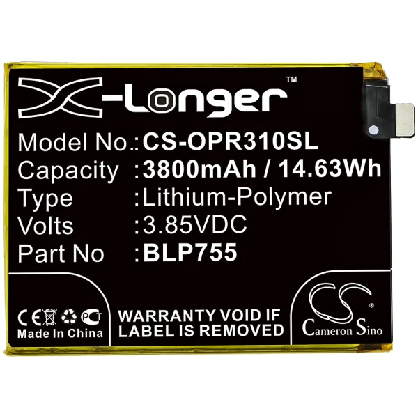 OPPO PCLM50, PDCT00, Reno 3 5G, Reno 3 5G Aura, Series Replacement Battery 3800mAh / 14.63Wh